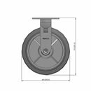 8 inch Heavy Duty Rigid Caster, USA Made TPR Rubber Wheel, 2 inch wide