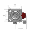 4 inch Heavy Duty USA Polyurethane Wheel Brake Caster, 2 inch wide