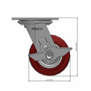 4 inch Heavy Duty USA Polyurethane Wheel Brake Caster, 2 inch wide