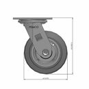 5 inch Heavy Duty USA TPR Rubber Wheel Caster, 2 inch wide