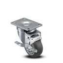 3 inch Wheel Caster with Brake, Plate, 1.25 inch wide Rubber Wheel