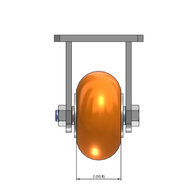 Kingpinless 4"x2" Ergonomic Rigid Caster with Orange MAX-Efficiency Wheel
