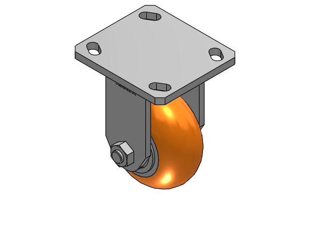 Kingpinless 4"x2" Ergonomic Rigid Caster with Orange MAX-Efficiency Wheel