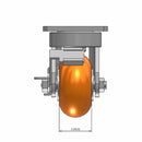 Kingpinless 4"x2" Ergonomic Brake Caster with Orange MAX-Efficiency Wheel
