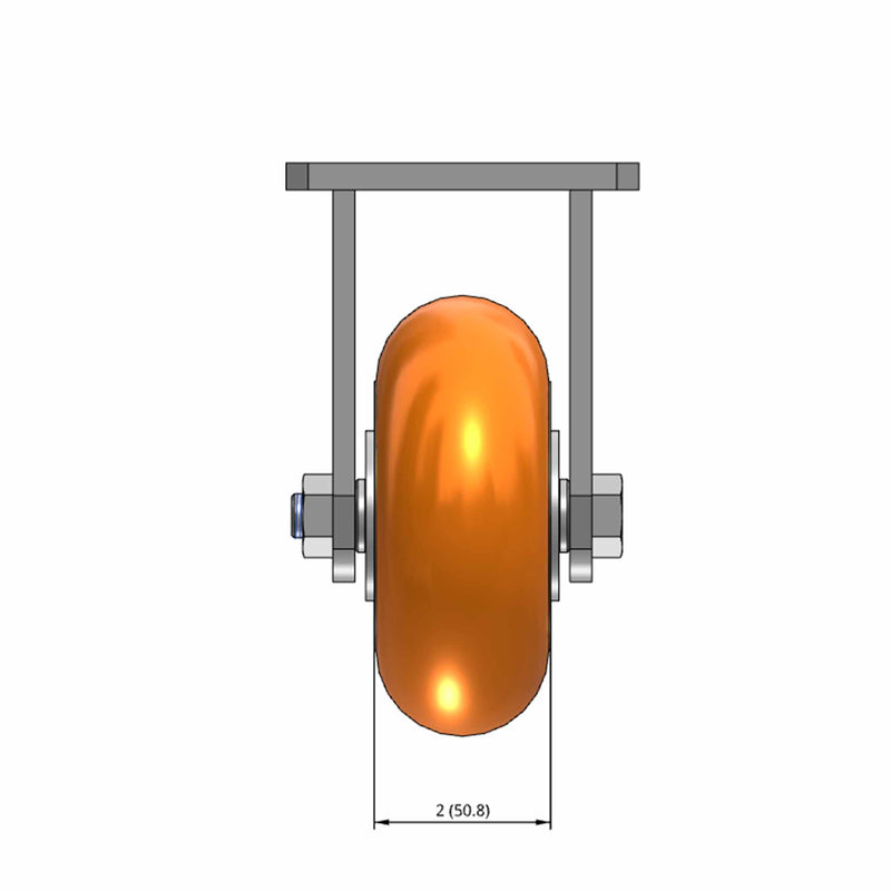 Kingpinless 5"x2" Ergonomic Rigid Caster with Orange MAX-Efficiency Wheel
