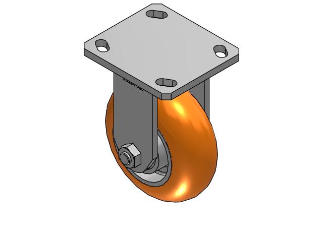 Kingpinless 5"x2" Ergonomic Rigid Caster with Orange MAX-Efficiency Wheel