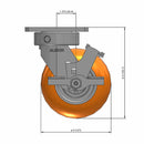 Kingpinless 5"x2" Ergonomic Brake Caster with Orange MAX-Efficiency Wheel
