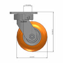 Kingpinless 5"x2" Ergonomic Swivel Caster with Orange MAX-Efficiency Wheel