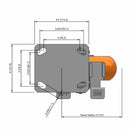 Kingpinless 6"x2" Ergonomic Brake Caster with Orange MAX-Efficiency Wheel