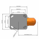 Kingpinless 6"x2" Ergonomic Swivel Caster with Orange MAX-Efficiency Wheel