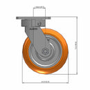 Kingpinless 6"x2" Ergonomic Swivel Caster with Orange MAX-Efficiency Wheel