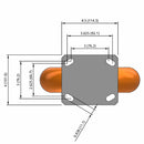 Kingpinless 8"x2" Ergonomic Rigid Caster with Orange MAX-Efficiency Wheel