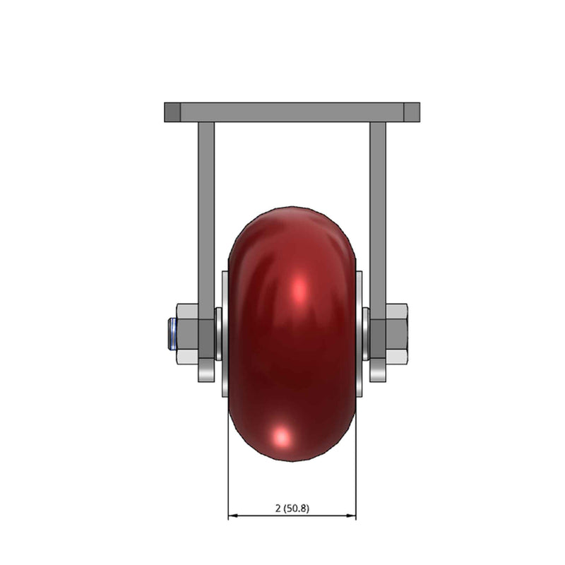 Kingpinless 4"x2" Ergonomic Rigid Caster with MAX-Efficiency Wheel
