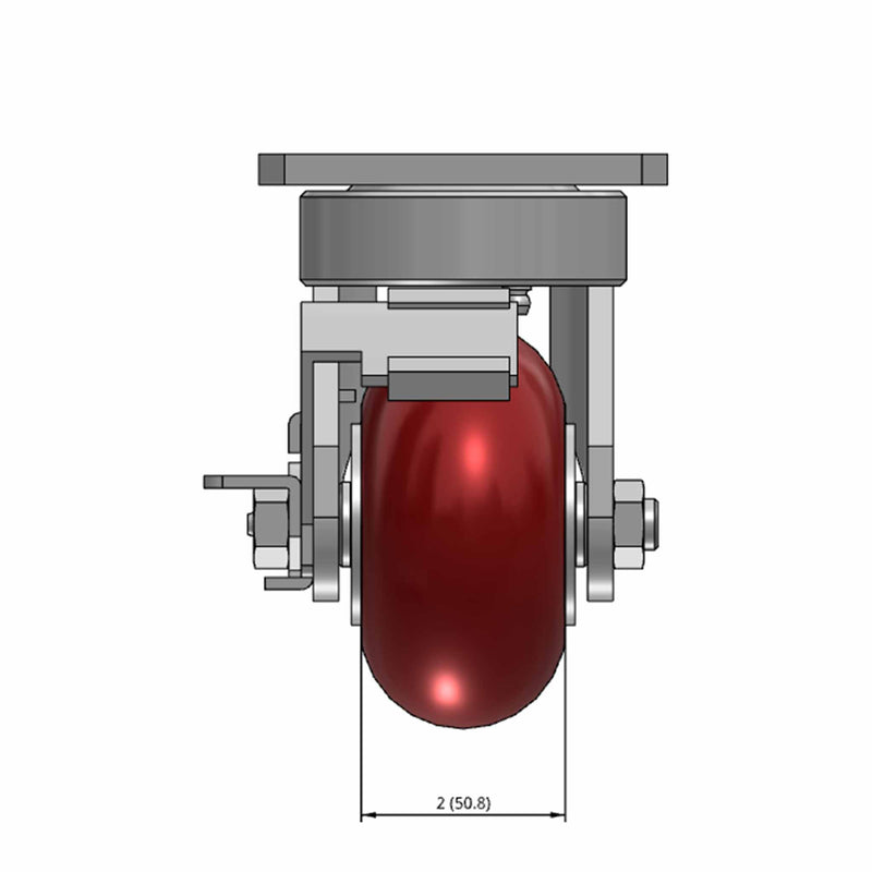 Kingpinless 4"x2" Ergonomic Brake Caster with MAX-Efficiency Wheel