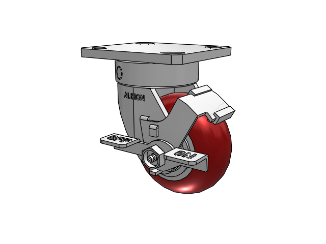 Kingpinless 4"x2" Ergonomic Brake Caster with MAX-Efficiency Wheel