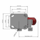 Kingpinless 6"x2" Ergonomic Brake Caster with MAX-Efficiency Wheel