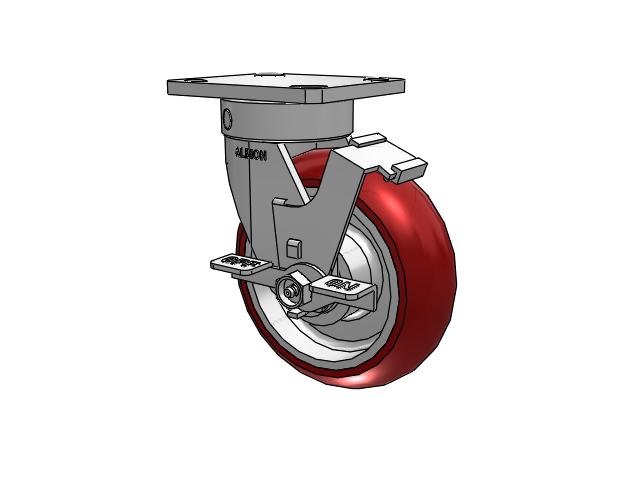 Kingpinless 6"x2" Ergonomic Brake Caster with MAX-Efficiency Wheel