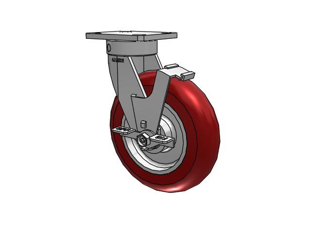 Kingpinless 8"x2" Ergonomic Brake Caster with MAX-Efficiency Wheel