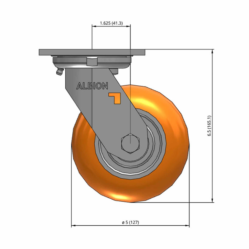 5" Ergonomic Orange Wheel Swivel Caster
