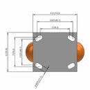 6" Ergonomic Orange Wheel Rigid Caster
