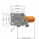 8" Ergonomic Orange Wheel Side Brake Caster