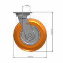 8" Ergonomic Orange Wheel Swivel Caster
