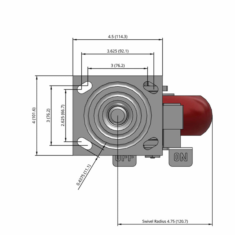 6" Ergonomic Wheel Side Brake Caster