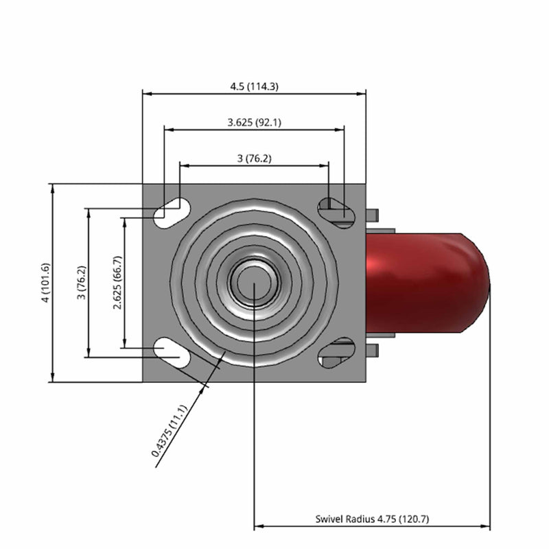 6" Ergonomic Wheel Swivel Caster