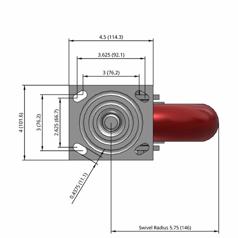 8" Ergonomic Wheel Swivel Caster