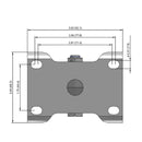3.5"x1.25" Rigid Plate Caster | Ergonomic Soft Rubber Wheel | 300 lb