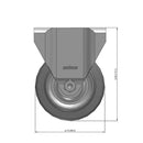 3.5"x1.25" Rigid Plate Caster | Ergonomic Soft Rubber Wheel | 300 lb