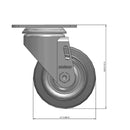 3.5"x1.25" Swivel Plate Caster | Ergonomic Soft Rubber Wheel | 300 lb