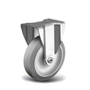 3.5"x1.25" Rigid Plate Caster | Ergonomic Soft Rubber Wheel | 300 lb