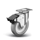 3.5"x1.25" Total Lock Brake Plate Caster | Ergonomic Soft Rubber Wheel | 300 lb