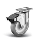 4"x1.25" Total Lock Brake Plate Caster | Ergonomic Soft Rubber Wheel | 300 lb
