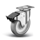 5"x1.25" Total Lock Brake Plate Caster | Ergonomic Soft Rubber Wheel | 325 lb