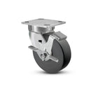 5"x2" Kingpinless Ergonomic Caster – USA Rig, Trionix Steel Replacement Wheel, Side Brake