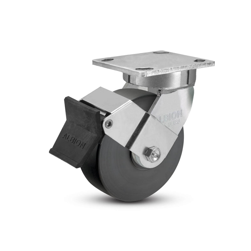 5"x2" Kingpinless Ergonomic Caster – USA Rig, Trionix Steel Replacement Wheel, Face Brake