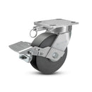 6"x2" Kingpinless Ergonomic Caster – USA Rig, Trionix Steel Replacement Wheel, Metal Face Brake, Swivel Lock