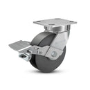 6"x2" Kingpinless Ergonomic Caster – USA Rig, Trionix Steel Replacement Wheel, Metal Face Brake