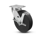 8"x2" Kingpinless Ergonomic Caster 9.5 OAH – USA Rig, Trionix Steel Replacement Wheel, Side Brake