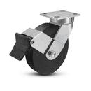 8"x2" Kingpinless Ergonomic Caster – USA Rig, Trionix Steel Replacement Wheel, Face Brake