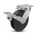 8"x2" Kingpinless Ergonomic Caster – USA Rig, Trionix Steel Replacement Wheel, Metal Face Brake, Swivel Lock
