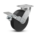 8"x2" Kingpinless Ergonomic Caster – USA Rig, Trionix Steel Replacement Wheel, Metal Face Brake