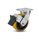 6"x2" Kingpinless Ergonomic Caster – USA Rig, Heavy-Duty Polyurethane Wheel, Face Brake