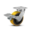 6"x2" Kingpinless Ergonomic Caster – USA Rig, Heavy-Duty Polyurethane Wheel, Metal Face Brake