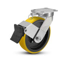 8"x2" Kingpinless Ergonomic Caster – USA Rig, Heavy-Duty Polyurethane Wheel, Face Brake, Swivel Lock