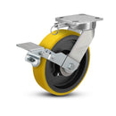 8"x2" Kingpinless Ergonomic Caster – USA Rig, Heavy-Duty Polyurethane Wheel, Metal Face Brake, Swivel Lock