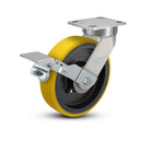 8"x2" Kingpinless Ergonomic Caster – USA Rig, Heavy-Duty Polyurethane Wheel, Metal Face Brake