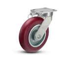 8"x2" Kingpinless Ergonomic Caster – USA Rig, MAX-Efficiency Maroon Poly Wheel, Swivel Lock